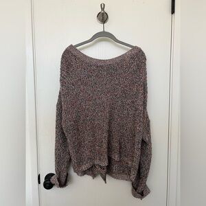 Express Multicolor Knit Crew Neck Sweater - Open Back